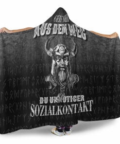 Viking Hooded Blanket, Geh mir aus dem Weg du unnotiger Sozialkontakt Hooded Blanket