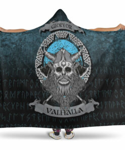 Viking Hooded Blanket, Glory or Valhalla Viking Skull Hooded Blanket