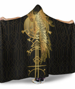 Viking Hooded Blanket, Gold Raven Raven Hooded Blanket