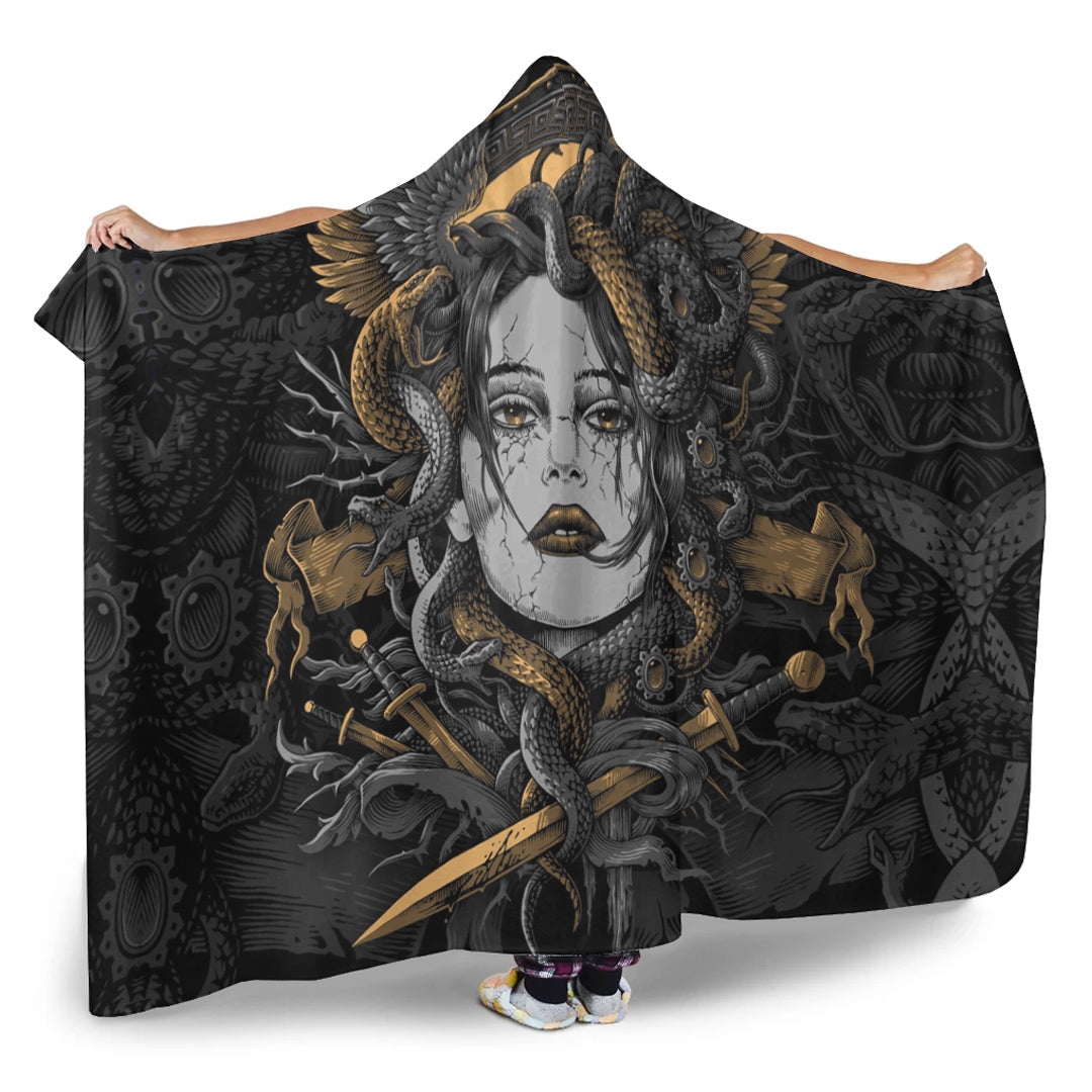Viking Hooded Blanket, Head Of Medusa Hooded Blanket Bluefink