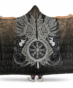 Viking Hooded Blanket, Huginn & Muninn Odin's Ravens Hooded Blanket