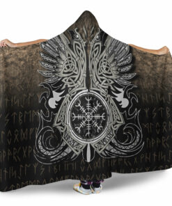 Viking Hooded Blanket, Huginn & Muninn Odin's Ravens Hooded Blanket