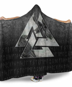 Viking Hooded Blanket, Huginn Muninn Ravens from Odin Viking Hooded Blanket