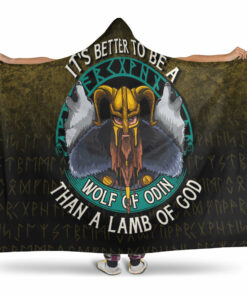 Viking Hooded Blanket, Its Better To Be Wolf Of Odin Than Lamb Of God Hooded Blanket