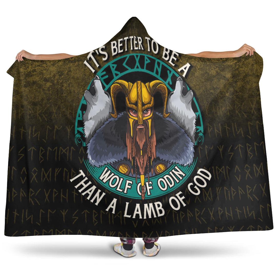 Viking Hooded Blanket, Its Better To Be Wolf Of Odin Than Lamb Of God Hooded Blanket