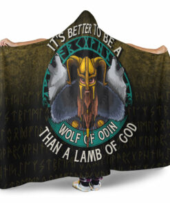 Viking Hooded Blanket, It's Better To Be Wolf Of Odin Than Lamb Of God Hooded Blanket