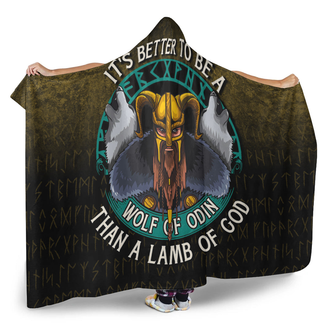 Viking Hooded Blanket, Its Better To Be Wolf Of Odin Than Lamb Of God Hooded Blanket