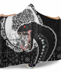 Viking Hooded Blanket, Jomngandr and Yggdrasil Black and White Hooded Blanket