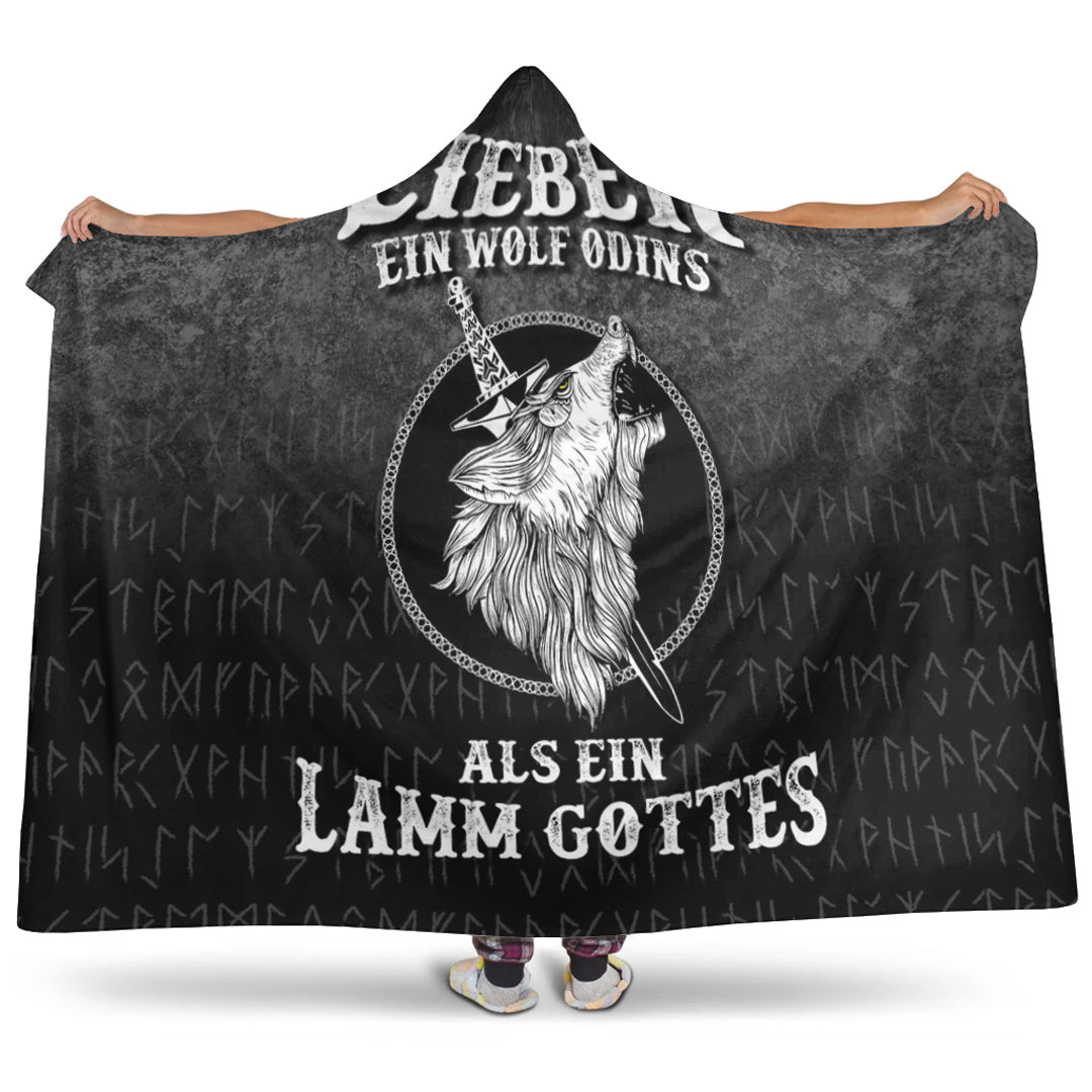 Viking Hooded Blanket, Lieber Ein Wolf Odinsls Ein Lamm Gottes Hooded Blanket