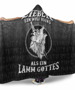 Viking Hooded Blanket, Lieber Ein Wolf Odinsls Ein Lamm Gottes Hooded Blanket