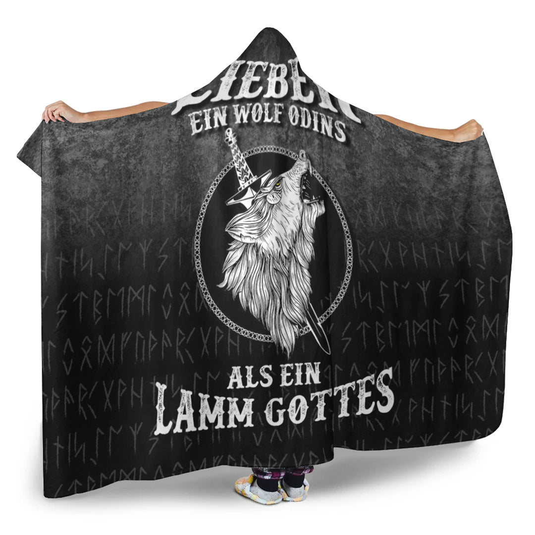 Viking Hooded Blanket, Lieber Ein Wolf Odinsls Ein Lamm Gottes Hooded Blanket
