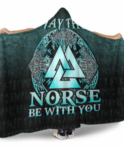Viking Hooded Blanket, May The Norse Be With You Viking, Cyan Version Hooded Blanket