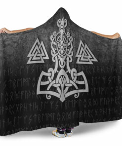 Viking Hooded Blanket, Mjolnir and Valknut Hooded Blanket
