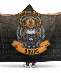 Viking Hooded Blanket, My Blood Type is Viking Hooded Blanket