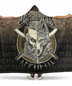 Viking Hooded Blanket, Norse Viking Wolf Ulfhednar Pagan Warrior Ulfhedinn Hooded Blanket