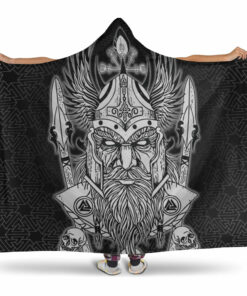 Viking Hooded Blanket, Odin And Raven Viking Homeset Hooded Blanket