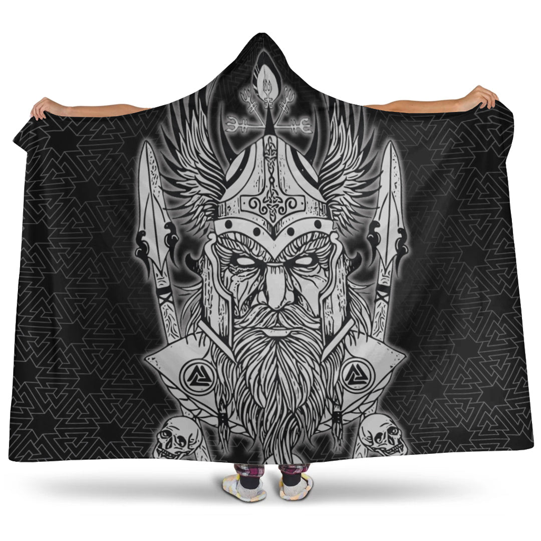 Viking Hooded Blanket, Odin And Raven Viking Homeset Hooded Blanket