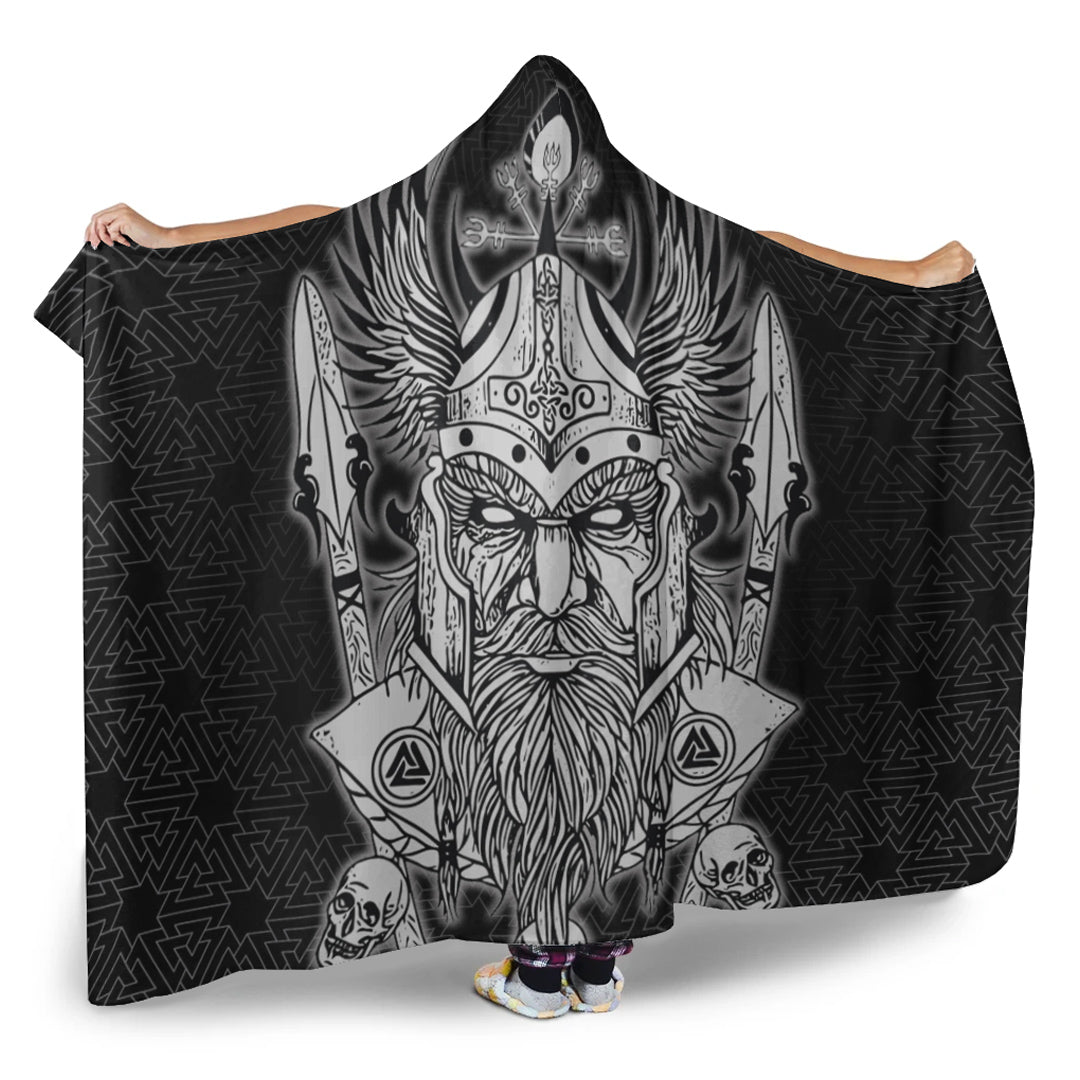 Viking Hooded Blanket, Odin And Raven Viking Homeset Hooded Blanket