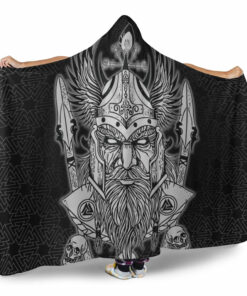 Viking Hooded Blanket, Odin And Wolf Viking Homeset Hooded Blanket