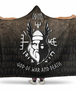 Viking Hooded Blanket, Odin God Of Warnd Death Hooded Blanket