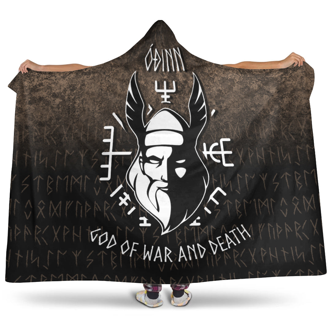 Viking Hooded Blanket, Odin God Of Warnd Death Hooded Blanket