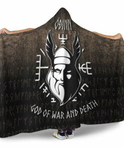 Viking Hooded Blanket, Odin God Of Warnd Death Hooded Blanket