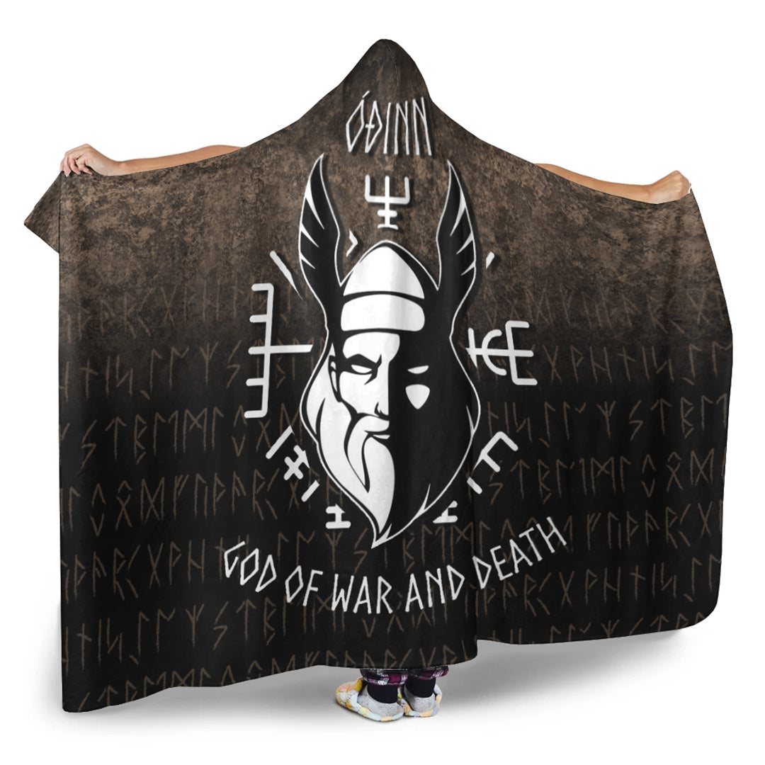 Viking Hooded Blanket, Odin God Of Warnd Death Hooded Blanket
