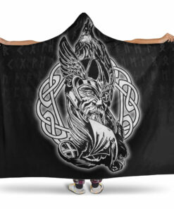 Viking Hooded Blanket, Odin Raven Viking Set Hooded Blanket