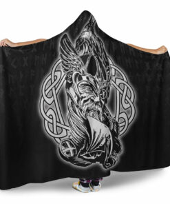 Viking Hooded Blanket, Odin Raven Viking Set Hooded Blanket