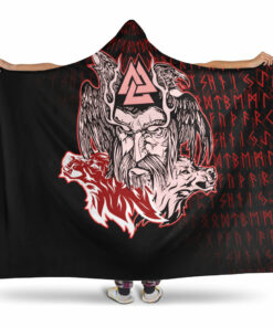 Viking Hooded Blanket, Odin Viking Set Red Hooded Blanket