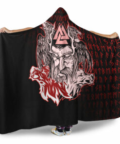 Viking Hooded Blanket, Odin Viking Set Red Hooded Blanket