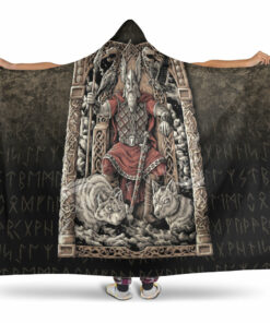 Viking Hooded Blanket, Odin on Throne Hooded Blanket