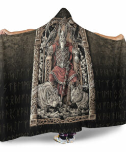 Viking Hooded Blanket, Odin on Throne Hooded Blanket