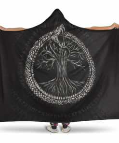 Viking Hooded Blanket, Ouroboros with Tree of Life Hooded Blanket
