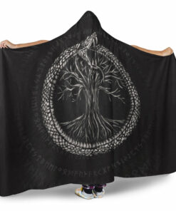 Viking Hooded Blanket, Ouroboros with Tree of Life Hooded Blanket