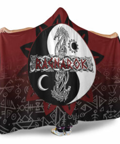 Viking Hooded Blanket, Ragnarok Skoll and Hati Style Bagua Hooded Blanket