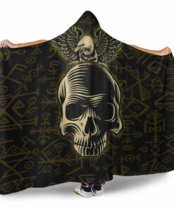Viking Hooded Blanket, Raven And Skull Viking Hooded Blanket