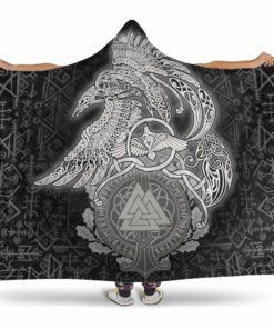 Viking Hooded Blanket, Raven Celtic Viking Homeset Hooded Blanket