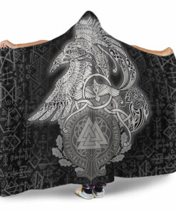 Viking Hooded Blanket, Raven Celtic Viking Homeset Hooded Blanket
