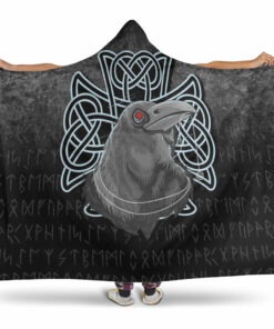 Viking Hooded Blanket, Raven Viking Warrior Norse Hooded Blanket