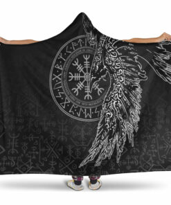 Viking Hooded Blanket, Raven and Helm ofwe Hooded Blanket
