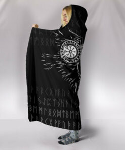 Viking Hooded Blanket, Raven and Wolf Special Tattoo