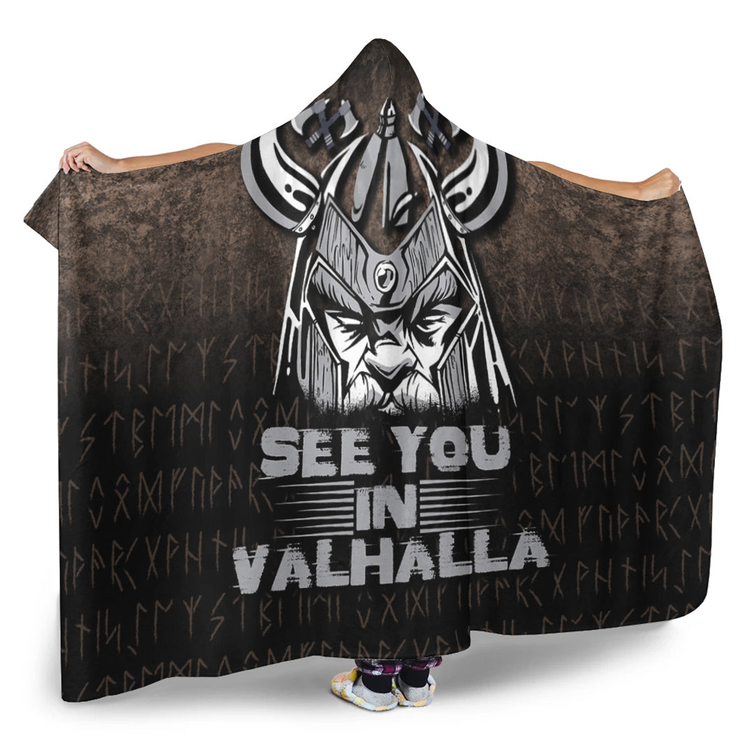 Viking Hooded Blanket, See You In Valhalla Hooded Blanket