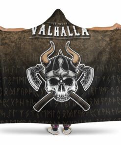 Viking Hooded Blanket, See You In Valhalla Vikings Nordic Hooded Blanket