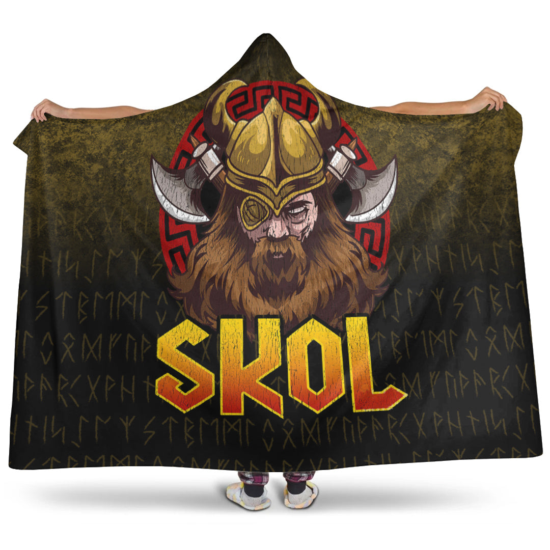 Viking Walknut Symbol Print Hooded Blanket