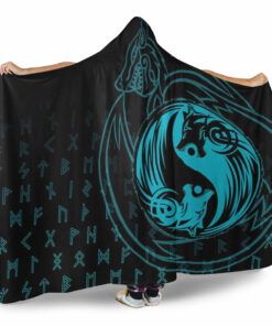 Viking Hooded Blanket, Skoll and Hati Cyan Hooded Blanket