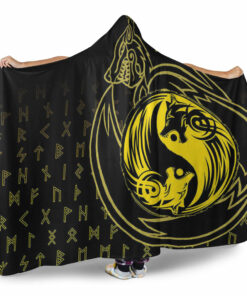 Viking Hooded Blanket, Skoll and Hati Gold Hooded Blanket
