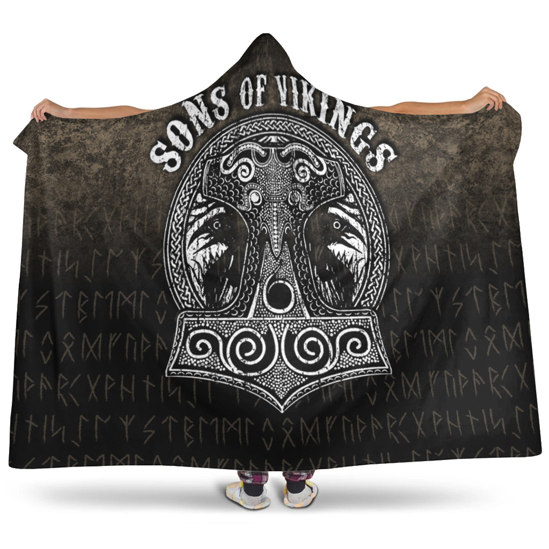 Viking Hooded Blanket, Son Of Viking Mjolnir Hooded Blanket