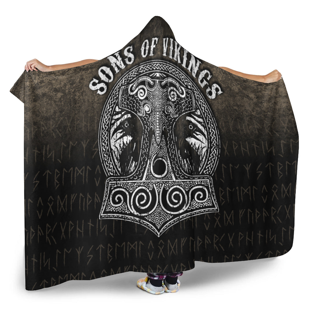 Viking Hooded Blanket, Son Of Viking Mjolnir Hooded Blanket