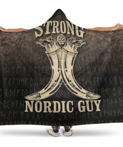 Viking Hooded Blanket, Strong Nordic Guy Hooded Blanket